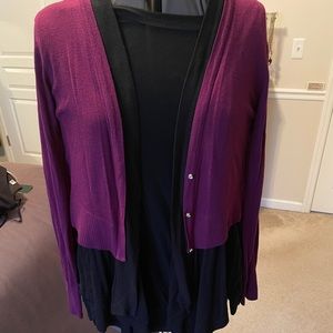 INC Purple & Black 2 Tier Cardigan